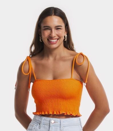 Blusa Cropped Sin Mangas con Lastex en el Cuerpo 1