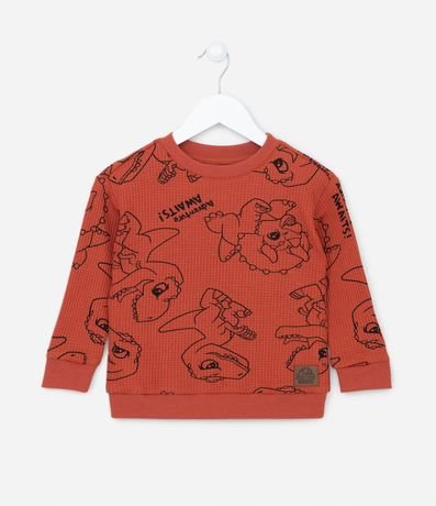 Remera Infantil en Malla Waffle Texturizada Estampa Jurassic Baby - Talle 2 a 5 años