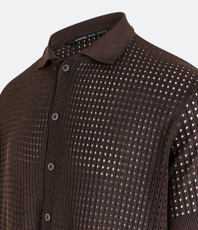 Camisa Relaxed de Punto Abierto con Cuello Inglés 6