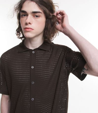 Camisa Relaxed de Punto Abierto con Cuello Inglés 4