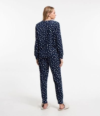 Pijama Largo en Plush con Estampado de Lunares 2