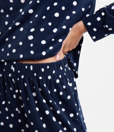 Pijama Largo en Plush con Estampado de Lunares 5