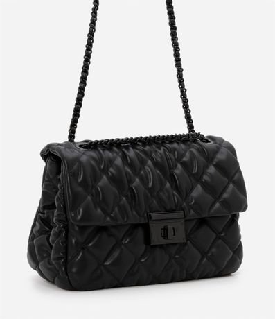 Bolso Shoulder Grande con Textura Capitoneada y Correa de Cadena 2