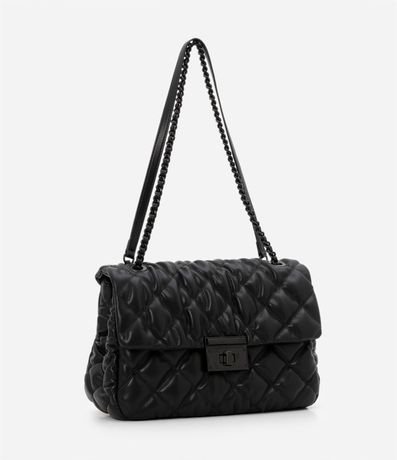 Bolso Shoulder Grande con Textura Capitoneada y Correa de Cadena 3