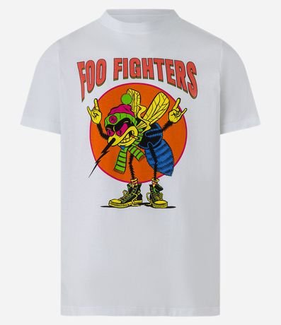 Remera en Media Malla con Estampado Foo Fighters