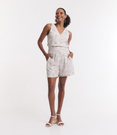 Short Cintura Mediana en Viscolino con Cocoteros Estampados
