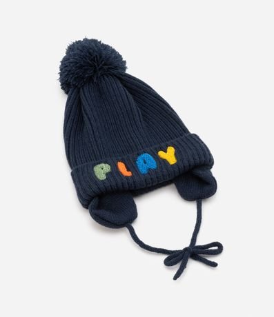 Gorro Infantil con Bordado Play e Pompón