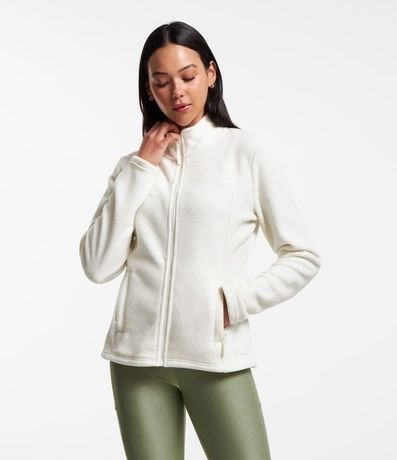 Campera Deportiva en Fleece con Cuello Alto