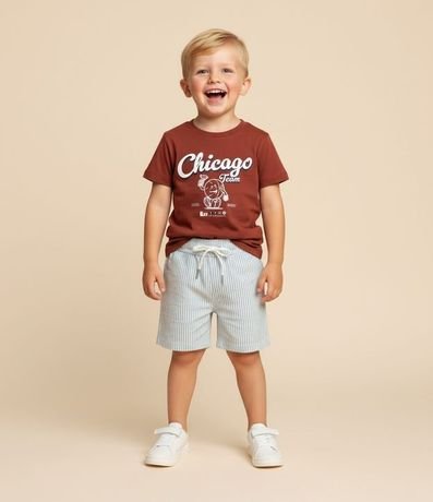 Bermuda Infantil en Microfibra con Textura y Rayas - Talle 1 a 5 años