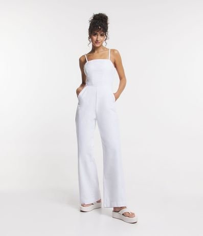 Mono Wide Leg en Sarga con Lazo em la Espalda 1