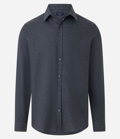 Camisa en Algodón con Botones Delanteros y Efecto Melange 6