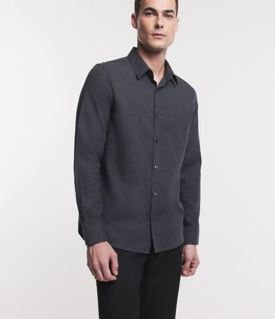 Camisa en Algodón con Botones Delanteros y Efecto Melange 4