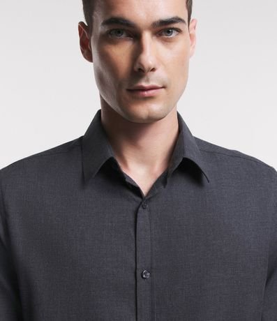 Camisa en Algodón con Botones Delanteros y Efecto Melange 5