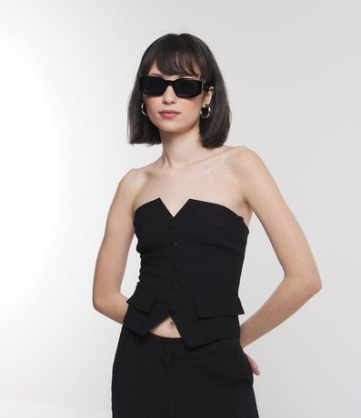 Blusa Cropped Sastrería con Botones y Solapas 1