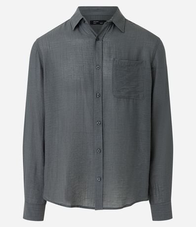 Camisa Fluida en Viscosa con Bolsillo y Texturas 9