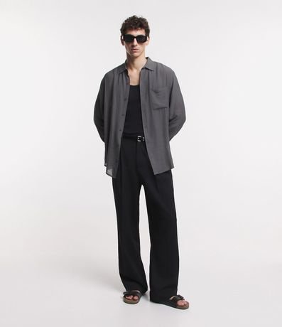 Camisa Fluida en Viscosa con Bolsillo y Texturas 2