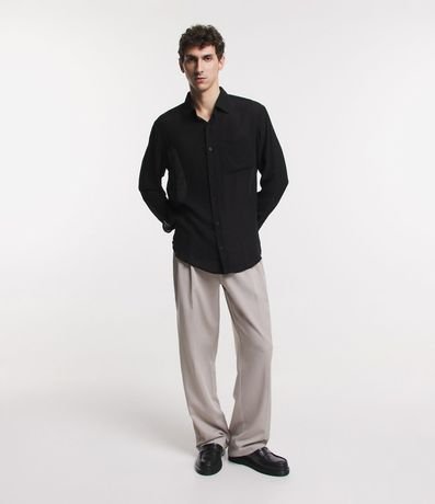Camisa Fluida en Viscosa con Bolsillo y Texturas 2