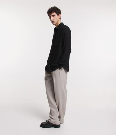 Camisa Fluida en Viscosa con Bolsillo y Texturas 4