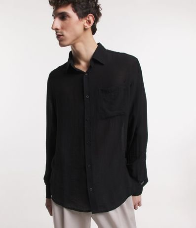 Camisa Fluida en Viscosa con Bolsillo y Texturas 6