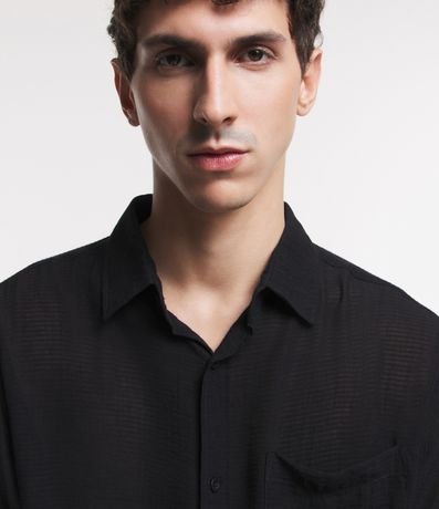 Camisa Fluida en Viscosa con Bolsillo y Texturas 7