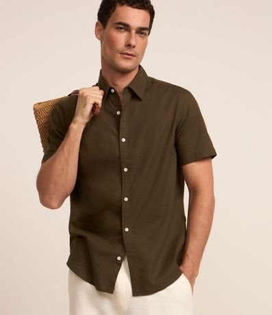 Camisa Comfort Básica en Lino con Manga Corta 2