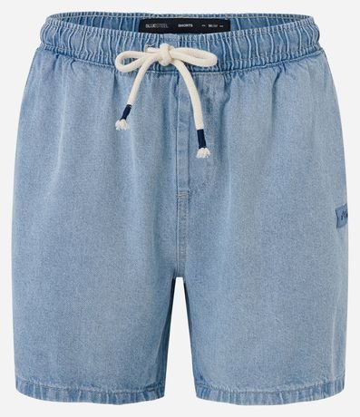 Bermuda Jeans con Cintura Elástica Bolsillos y Tag Aplicado 5