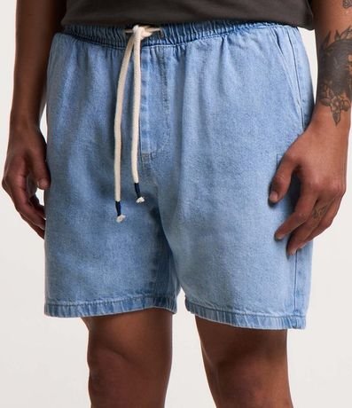 Bermuda Jeans con Cintura Elástica Bolsillos y Tag Aplicado 2