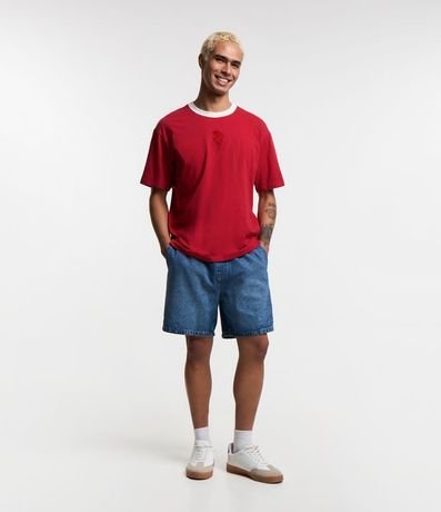 Bermuda Jeans con Cintura Elástica Bolsillos y Tag Aplicado 1