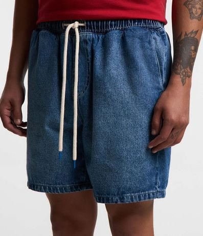 Bermuda Jeans con Cintura Elástica Bolsillos y Tag Aplicado 2