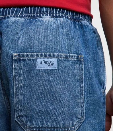 Bermuda Jeans con Cintura Elástica Bolsillos y Tag Aplicado 5