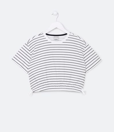 Blusa Cropped Infantil en Media Malla Rayada con Moñas en el Bajo - Talle 5 a 14 años 1