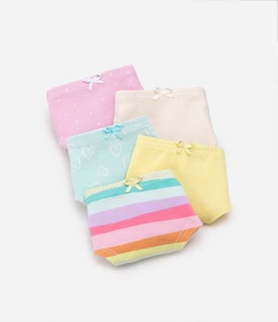 Kit 05 Bombachas Slip Infantiles en Cotton con Estampas Delicadas - Talle 2 a 14 años 3