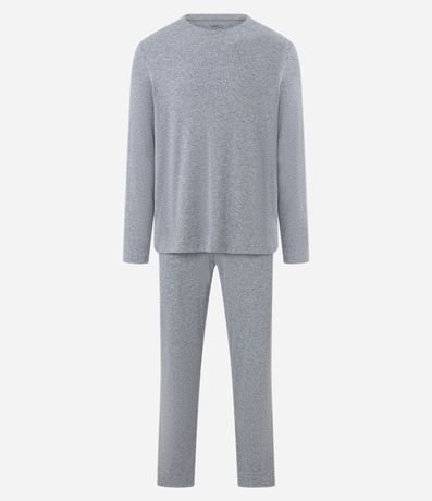 Pijama Largo con Textura Acanalada 5