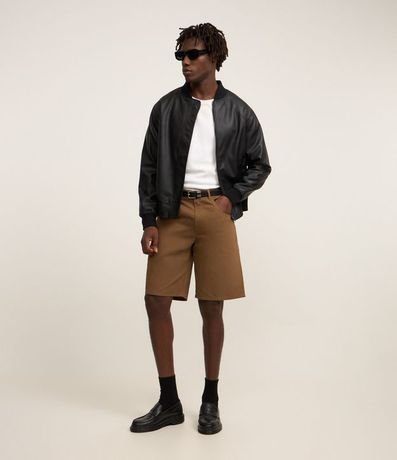 Campera en Pu con Cremallera Delantero y Cuello Alto 2