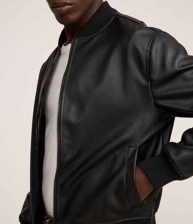 Campera en Pu con Cremallera Delantero y Cuello Alto 4