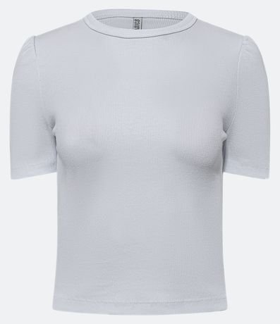 Blusa Básica en Rib Acanalada con Manga Corta Abullonada 1