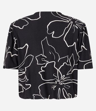 Blusa Manga Corta en Media Malla con Follajes Estampadas 2