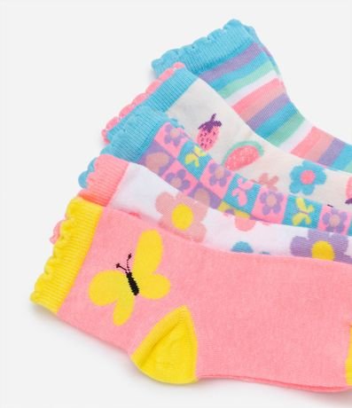 Kit 05 Medias Infantiles en Algodón con Estampados Surtidos - Talle 19/22 al 31/34 5