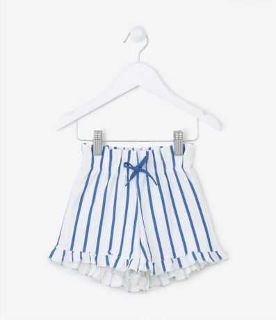 Short Clochard Infantil con Lazo en la Cintura y Estampado Rayado - Talle 1 a 5 años