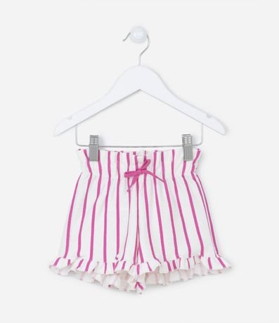 Short Clochard Infantil con Lazo en la Cintura y Estampado Rayado - Talle 1 a 5 años