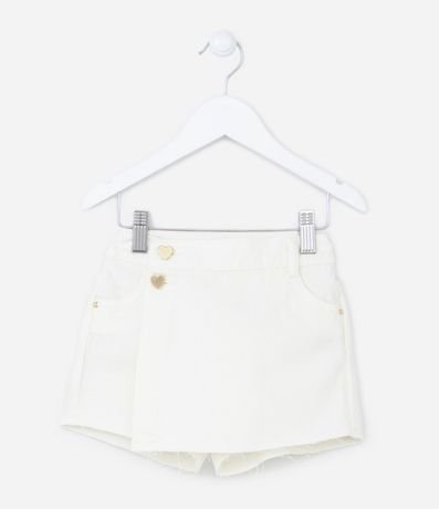 Short Pollera Infantil con Botones de Corazón y Cintura Elástica - Talle 1 a 5 años