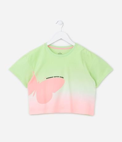 Blusa Cropped con Estampado de Mariposa y Dip Dye - Talle 5 a 14 años 1