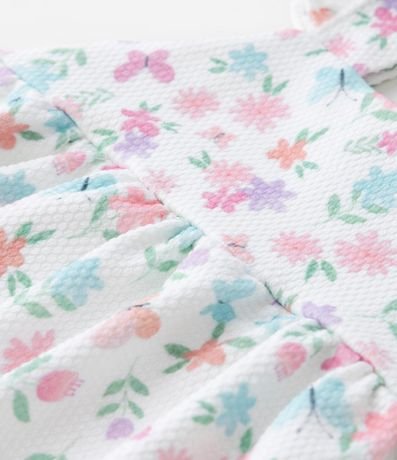 Vestido Infantil Floral con Moña Aplicada y Bombacha Lisa - Talle 0 a 18 meses 3