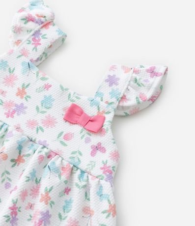 Vestido Infantil Floral con Moña Aplicada y Bombacha Lisa - Talle 0 a 18 meses 4
