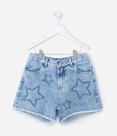 Short Cintura Alta en Jeans con Bordado de Estrellas en Lentejuelas - Talle 5 a 14 años 1