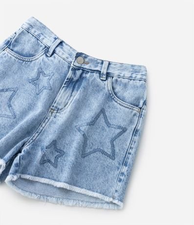 Short Cintura Alta en Jeans con Bordado de Estrellas en Lentejuelas - Talle 5 a 14 años 5
