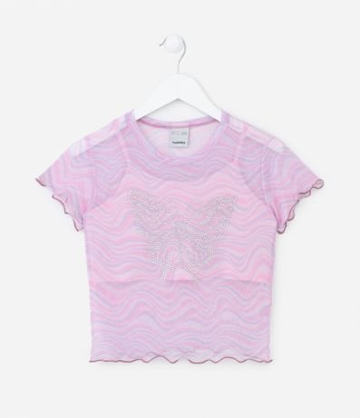 Blusa Doble Infantil en Tul con Mariposa en Strass - Talle 5 a 14 años 1