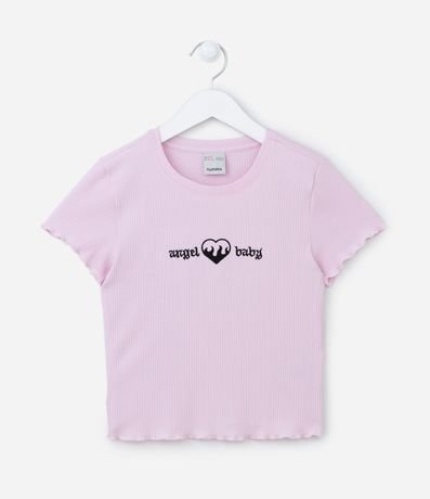 Blusa Cropped Infantil Acanalada y con Bordado Angel Baby  - Talle 5 a 14 años 1