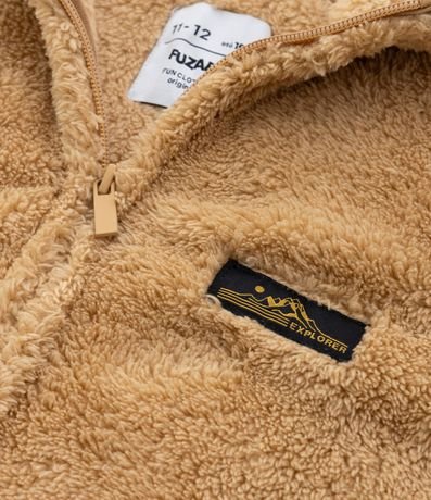 Campera Infantil en Sherpa con Capucha y Bordado en el Pecho - Talle 5 a 14 años 6