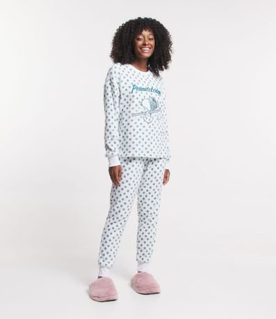Pijama Largo en Fleece con Estampado Snoopy y Copos de Nieve 1